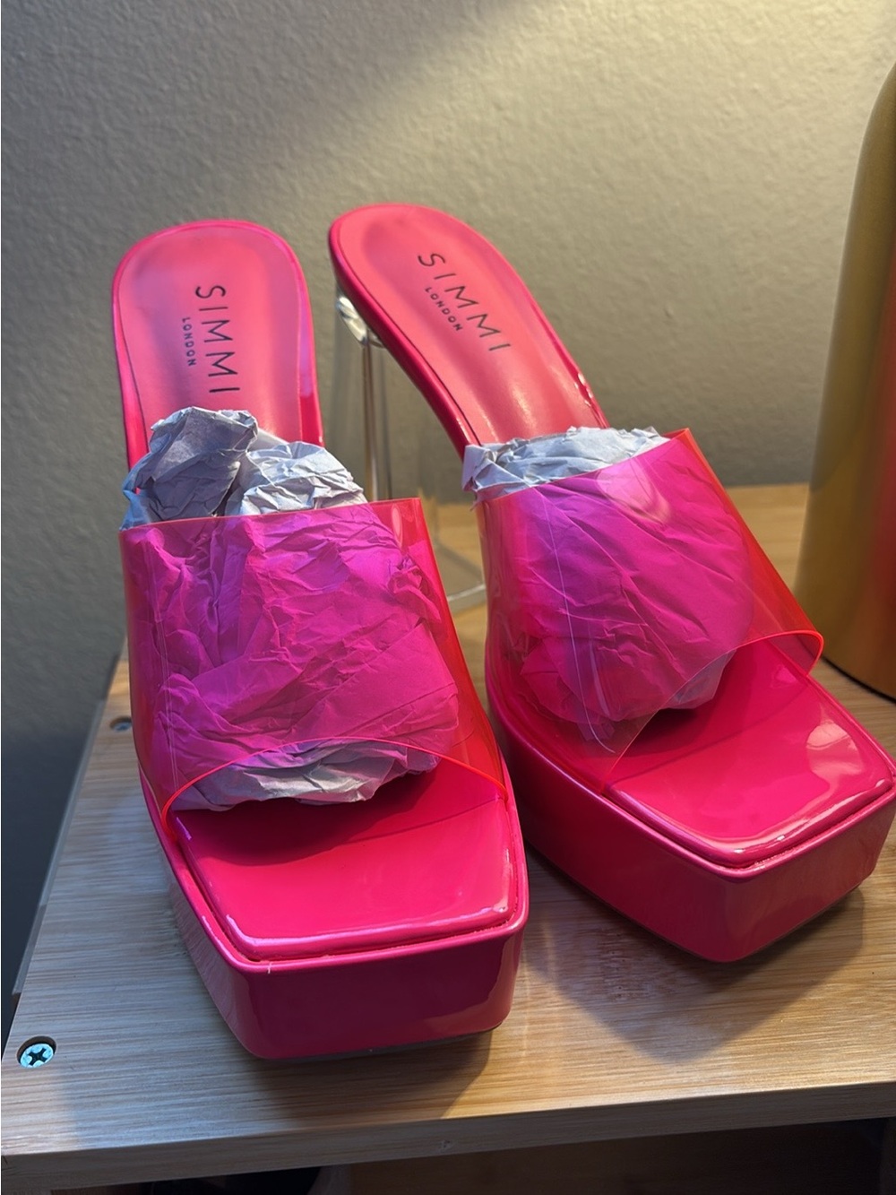 Barbie Pink Acrylic Chunky Heel - Picture 2 of 6